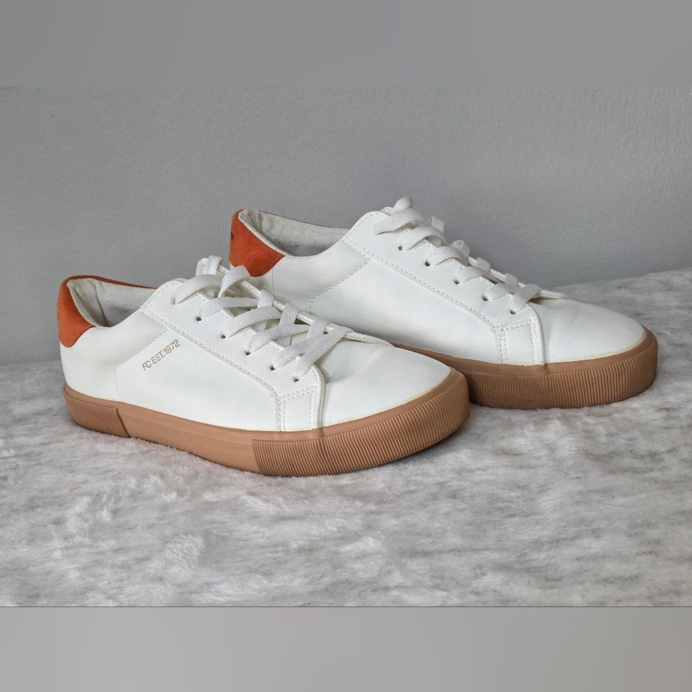 French Connection Becka White and Tan Sneakers